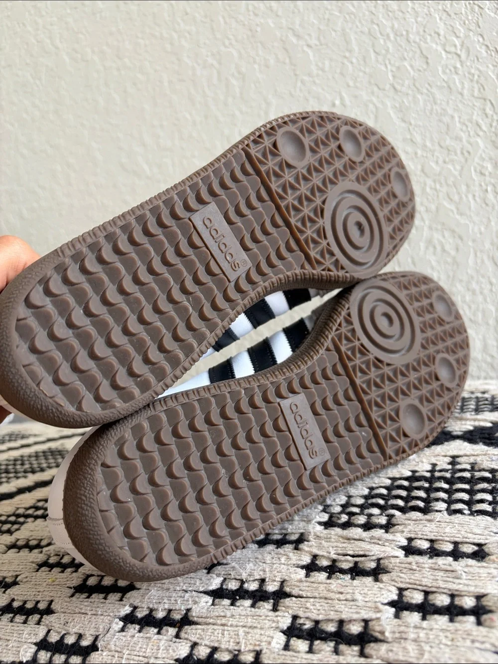 Adidas Samba White Black with Brown Gum Sole Sneakers